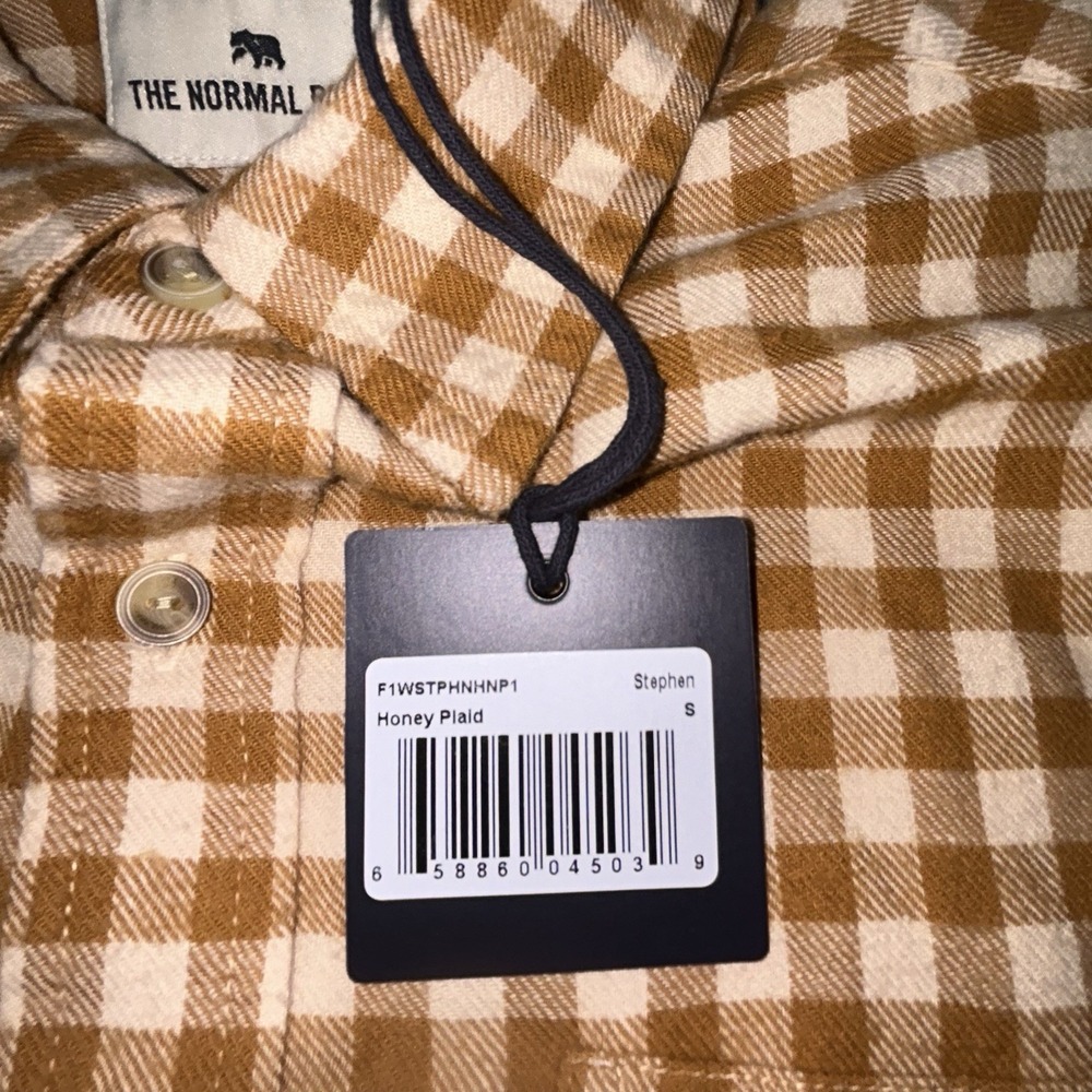 The Normal Brand Stephen Button Up Shirt In Honey Plaid Mens Size small - Picture 6 of 13